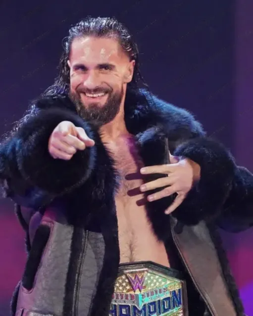 SETH ROLLINS WWE WAR GAMES FAUX SHEARLING REAL LEATHER JACKET