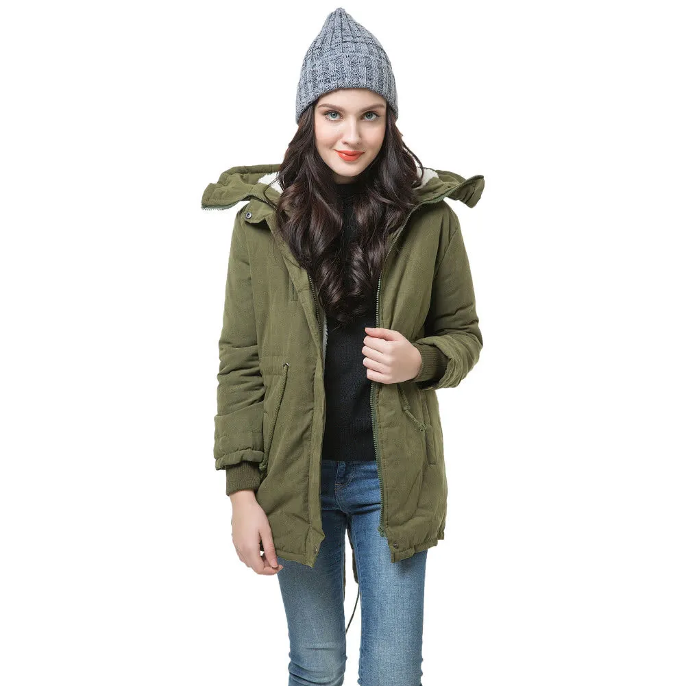 Sidiou Group Winter Fashion Women's Fleece Warm Coat Hoodie Overcoat Long Jacket