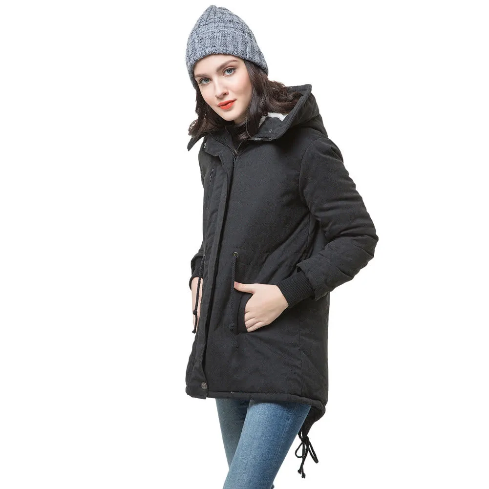 Sidiou Group Winter Fashion Women's Fleece Warm Coat Hoodie Overcoat Long Jacket