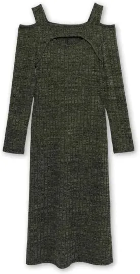Speechless Girls' Long Sleeve Chunky Sweater Knit Midi Dress