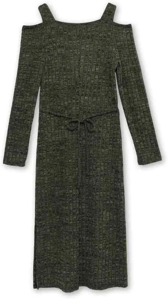 Speechless Girls' Long Sleeve Chunky Sweater Knit Midi Dress