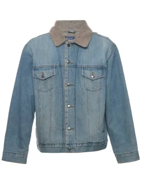 Stone Wash Shearling Denim Jacket - M
