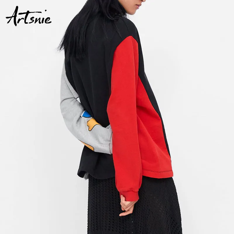 streetwear cartoon print women sweatshirt