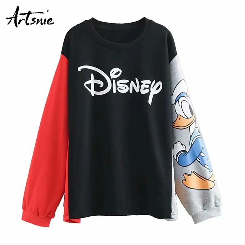streetwear cartoon print women sweatshirt