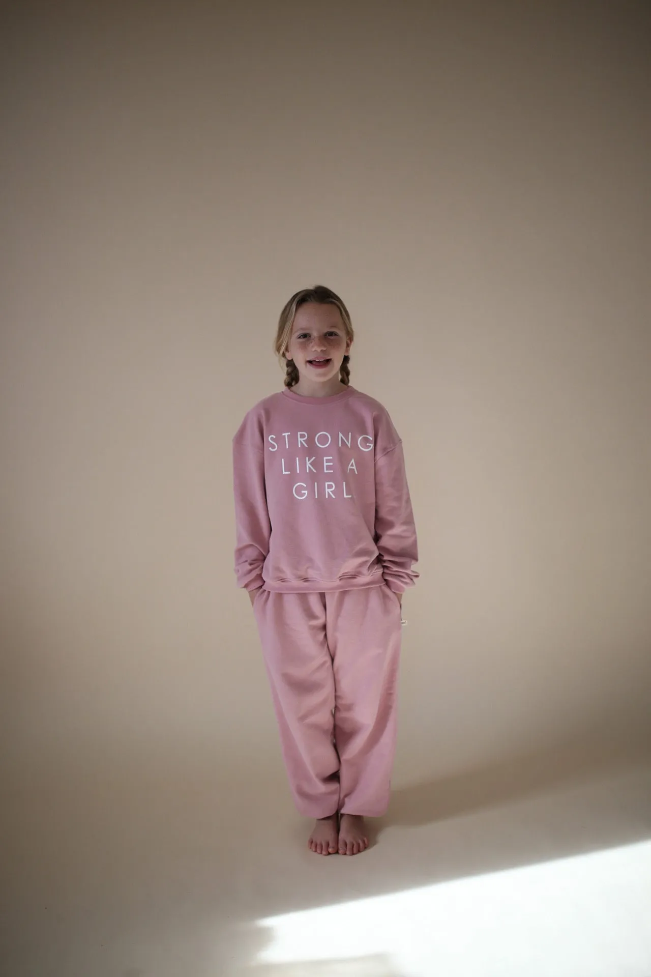 STRONG LIKE A GIRL | MAUVE | oversized  drop shoulder pullover | KIDS
