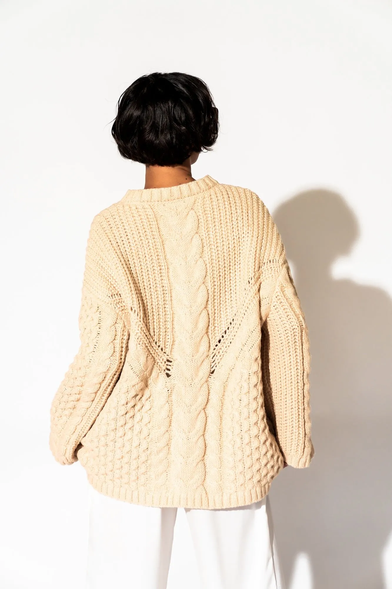 Unbothered Grandpa Cardigan in Beige