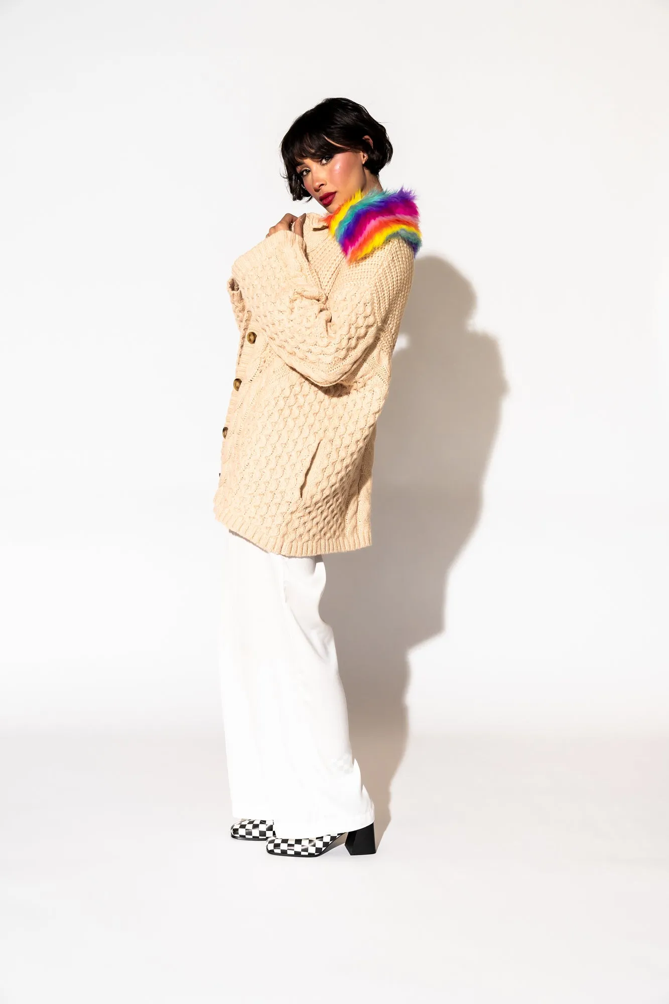 Unbothered Grandpa Cardigan in Beige