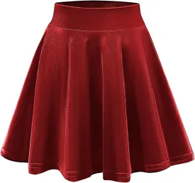 Urban CoCo Women's Vintage Velvet Stretchy Mini Flared Skater Skirt
