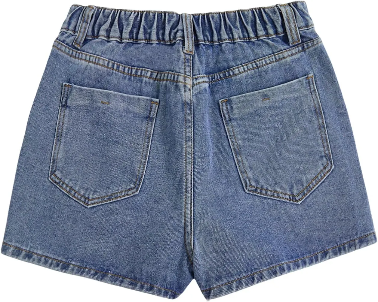 WDIRARA Women's High Waisted Button Front Denim Skort Asymmetrical Hem Skirt Shorts
