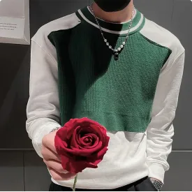 Wiaofellas  -  Fashion Spliced Loose Casual Color T-Shirt Men's Clothing Autumn New Oversized Korean Pullovers Tops All-match Tee Shirt