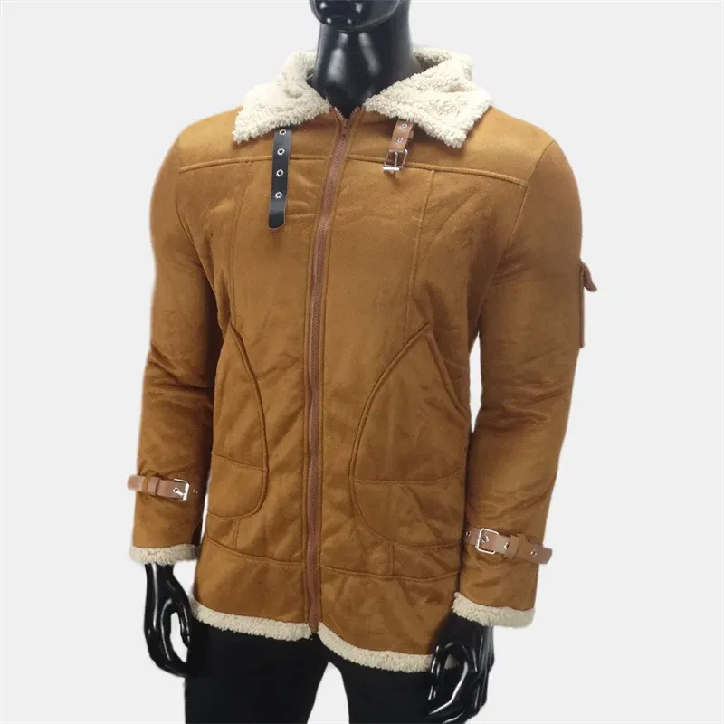 Winter Herren Mäntel Wildleder Fleece Jacke Künstliche Wolle Warm Kalt Mantel Baumwolle Europäischen Große Größe Oberbekleidung männer Kleidung S-5XL