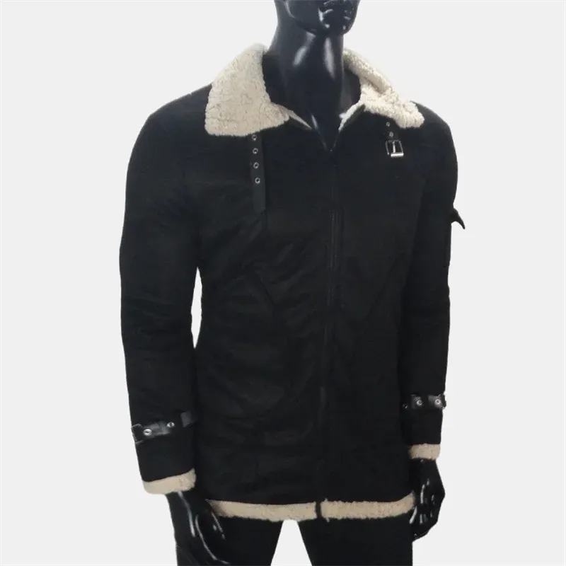 Winter Herren Mäntel Wildleder Fleece Jacke Künstliche Wolle Warm Kalt Mantel Baumwolle Europäischen Große Größe Oberbekleidung männer Kleidung S-5XL