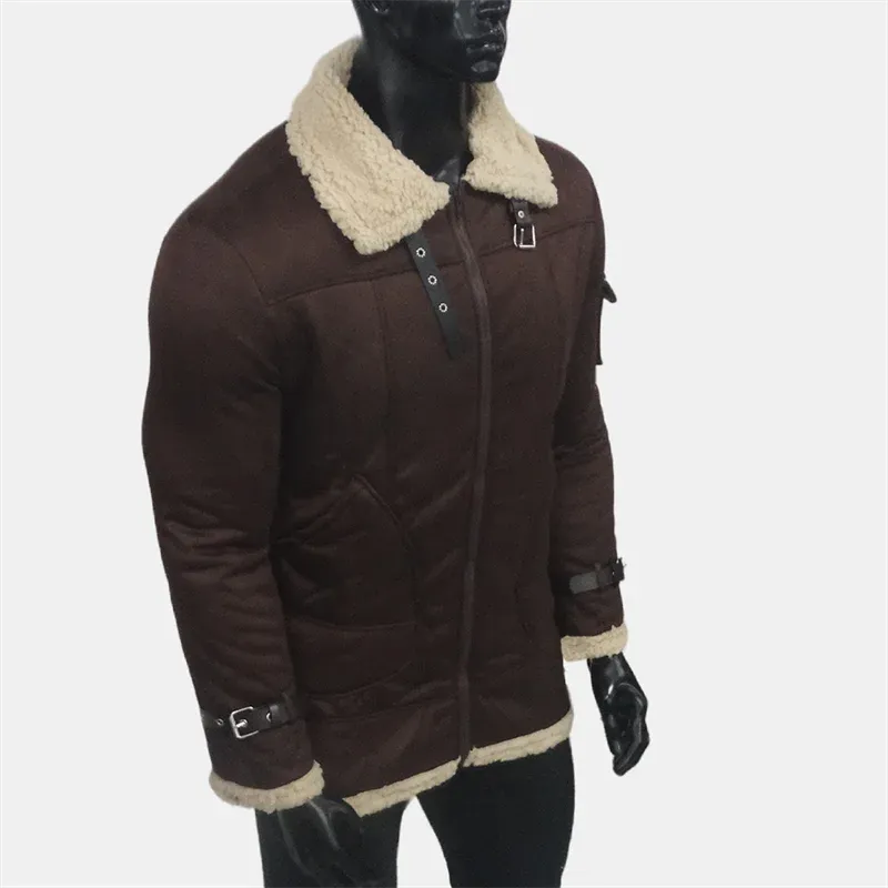 Winter Herren Mäntel Wildleder Fleece Jacke Künstliche Wolle Warm Kalt Mantel Baumwolle Europäischen Große Größe Oberbekleidung männer Kleidung S-5XL