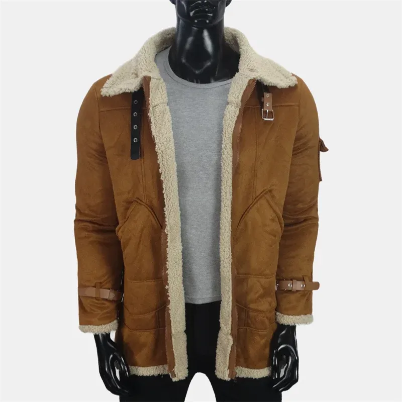 Winter Herren Mäntel Wildleder Fleece Jacke Künstliche Wolle Warm Kalt Mantel Baumwolle Europäischen Große Größe Oberbekleidung männer Kleidung S-5XL