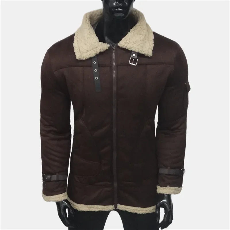 Winter Herren Mäntel Wildleder Fleece Jacke Künstliche Wolle Warm Kalt Mantel Baumwolle Europäischen Große Größe Oberbekleidung männer Kleidung S-5XL