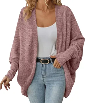 Women Batwing Sleeve Sweater Cardigan Soft Knit Coats Open Front Cocoon Sweaters Casual Loose Cardigans Outerwear
