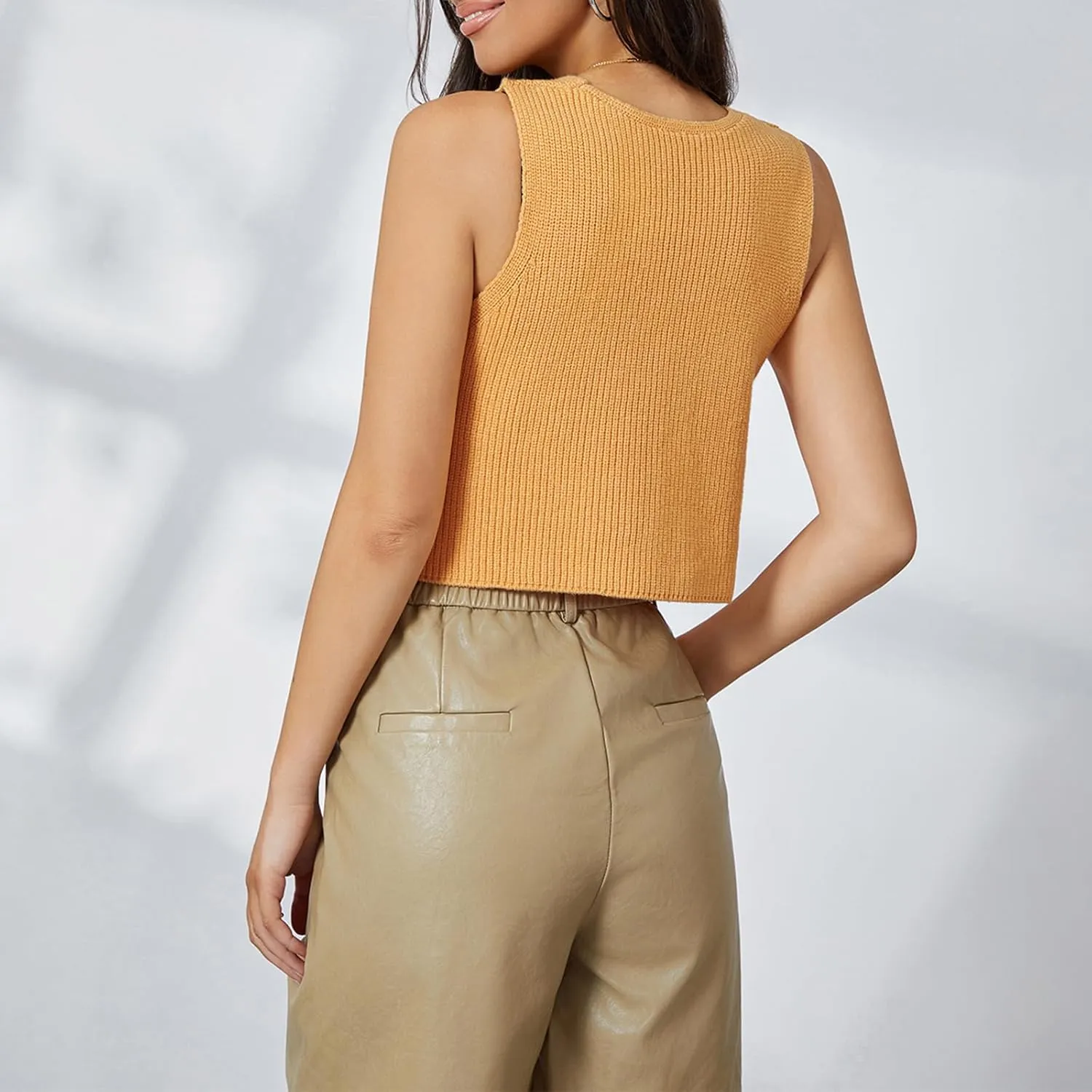 Women Knit Vest Top Y2k V Neck Sleeveless Button Up Crochet Going Out Tops Fashion Streetwear