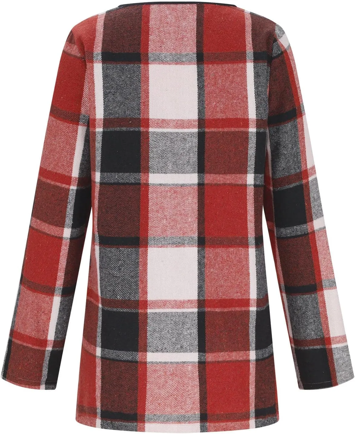 Womens Plaid Shawl Collar Cardigan Sweaters Long Open Front Flannel Jacket Buffalo Plaid Shacket Fashion Fall Outfits