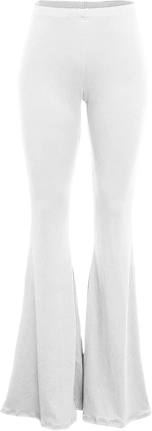 Women's Solid Flare Leggings Boho Hippie High Waist Wide Leg Long Flared Bell Bottom Pants Yoga Pant Trousers