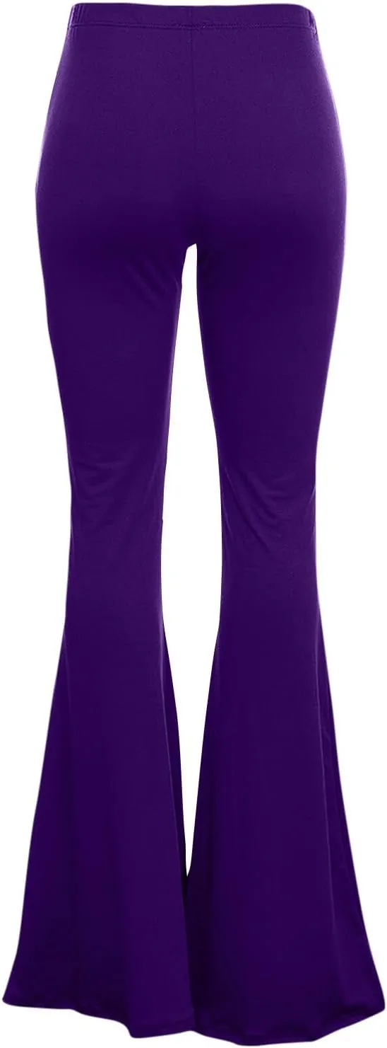 Women's Solid Flare Leggings Boho Hippie High Waist Wide Leg Long Flared Bell Bottom Pants Yoga Pant Trousers