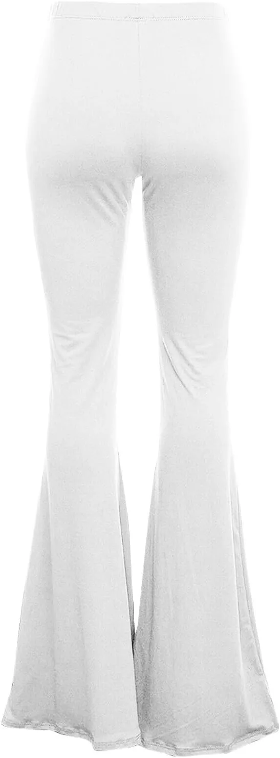 Women's Solid Flare Leggings Boho Hippie High Waist Wide Leg Long Flared Bell Bottom Pants Yoga Pant Trousers
