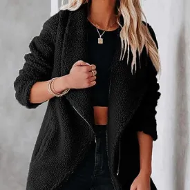 Wool Lamb Zipper Pockets Grain Fleece Jacket Wholesale Womens Clothing N3823100900006