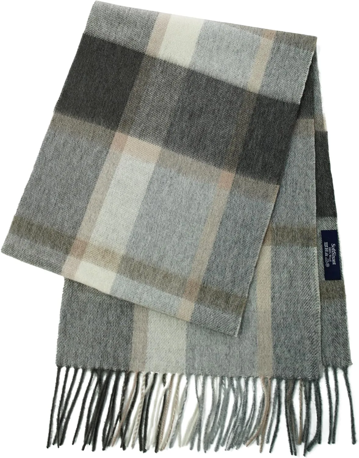 Wool Plaid Scarf for Men and Women, Elegant Lightweight Wrap Shawl, Unisex Warm Winter Womens Mens Scarves Wool