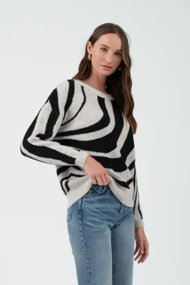 ZEBRA PRINT LONG SLEEVE SWEATER